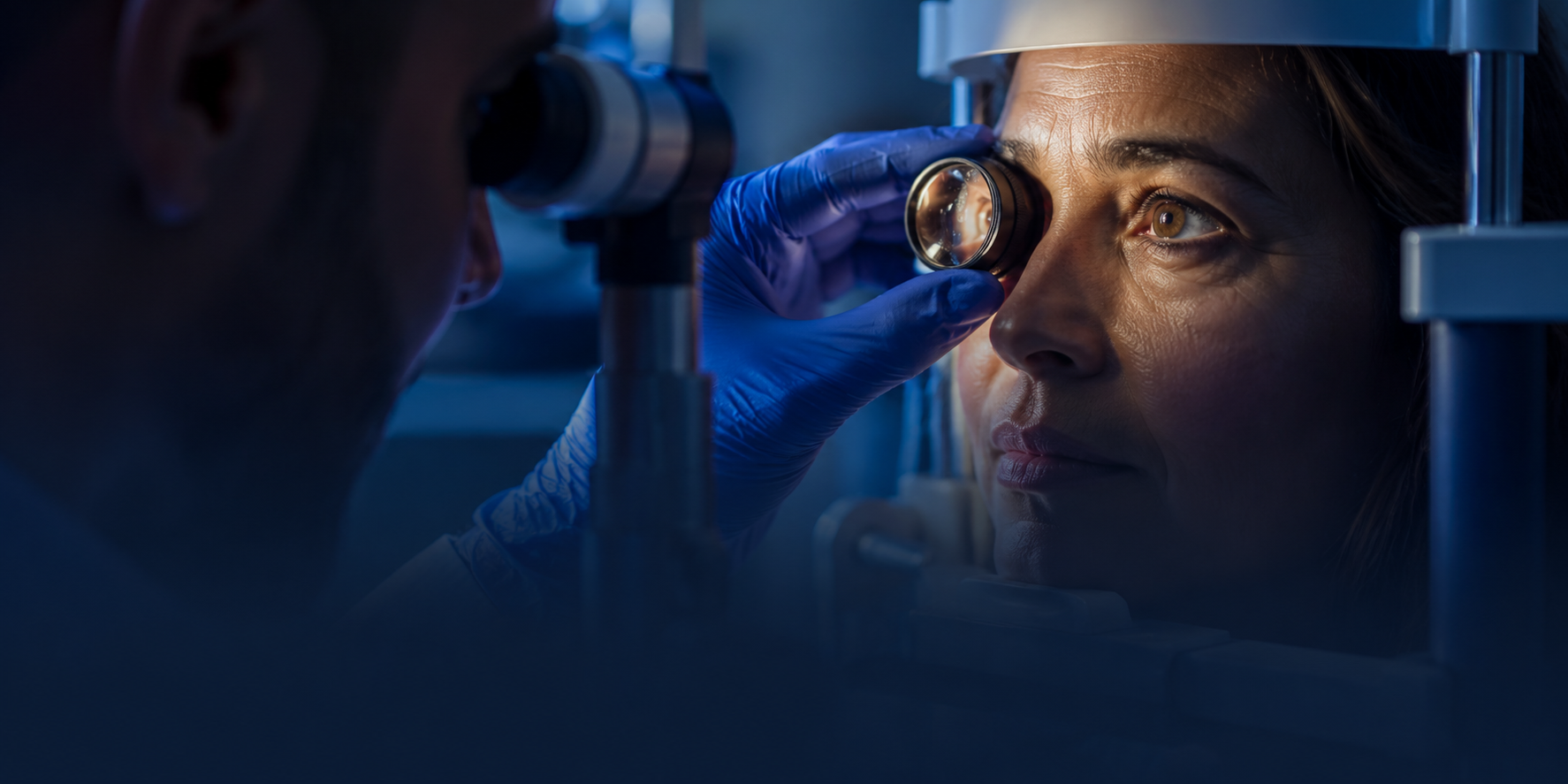 Eye examination close-up